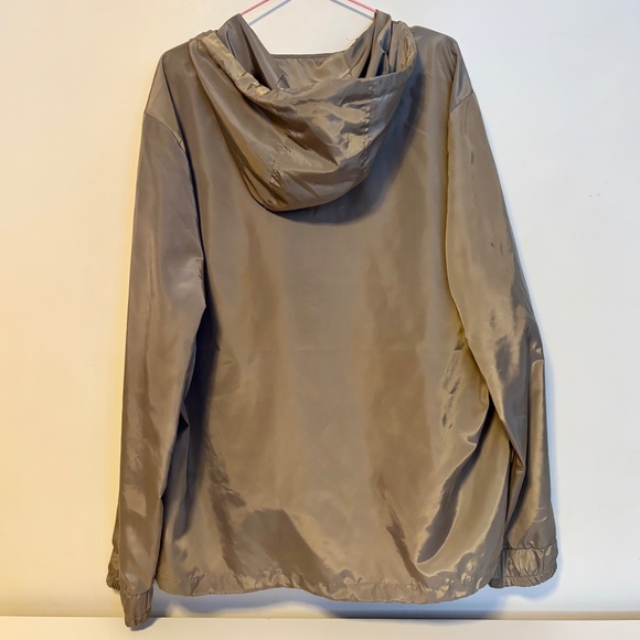 Ruxen Pullover Quarter Zip Hooded Windbreaker Jacket Coat Brown Grey Mens Large - Picture 2 of 4